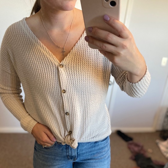 American Eagle button front tie front shirt size women’s extra small - Picture 5 of 6